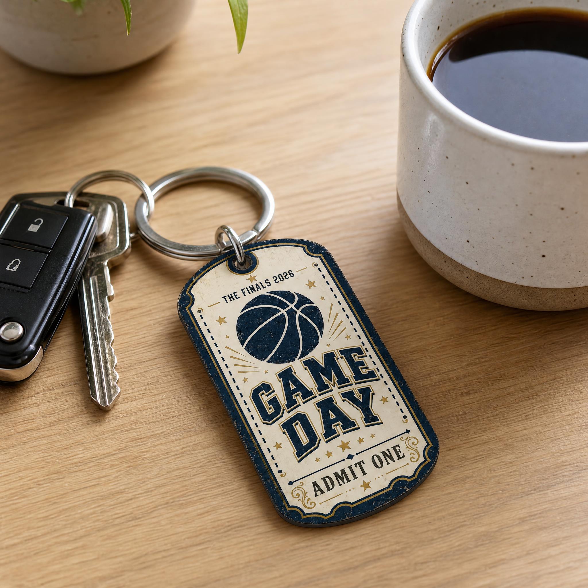 Party Games Birthday - Basketball Game Day Ticket Shaped Keychain